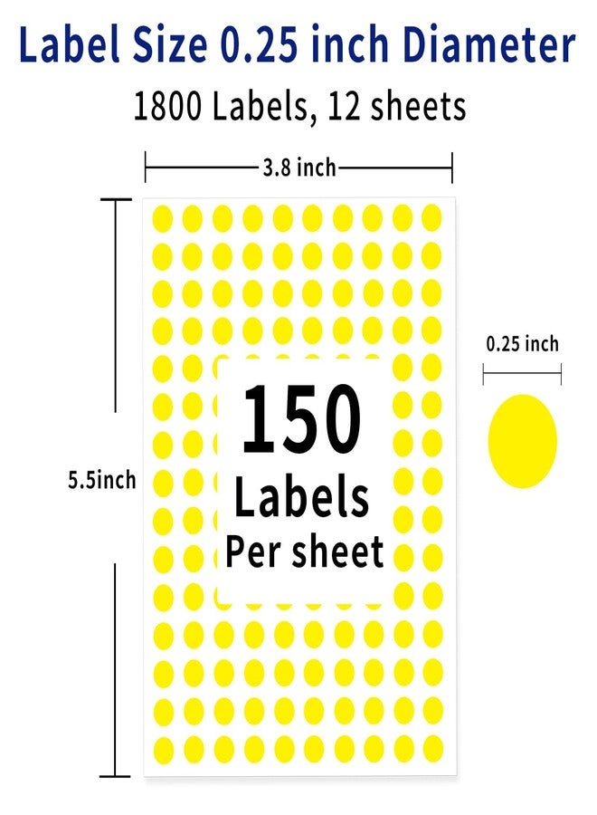 Yeachlaing 0.25 Inch Round Permanent Adhesive Color-Code Dot Stickers,Yellow,Pack of 1800 - Image 2